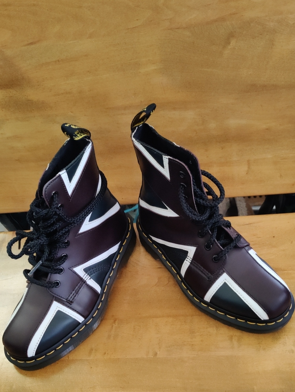 Dr. Marten 1460 Pascal Brit Navy Like New Condition Oxblood & White Ladies Size7 - Picture 4 of 13